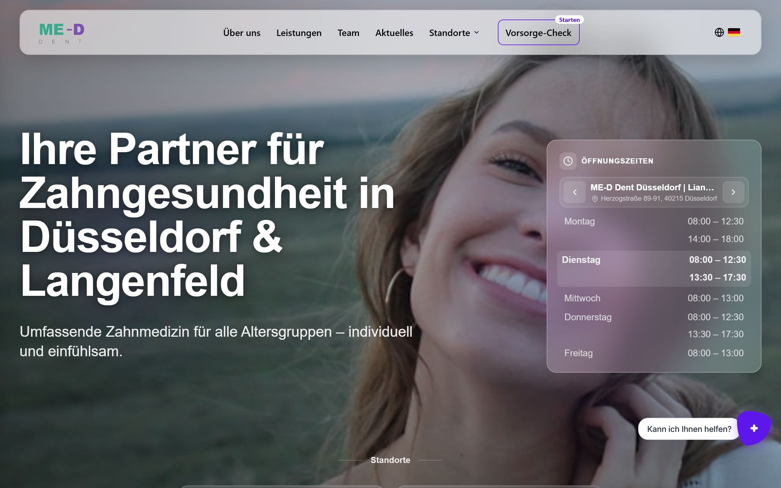 Vorschau der Website von ME-D DENT (Zahnmedizin, Düsseldorf & Langenfeld)